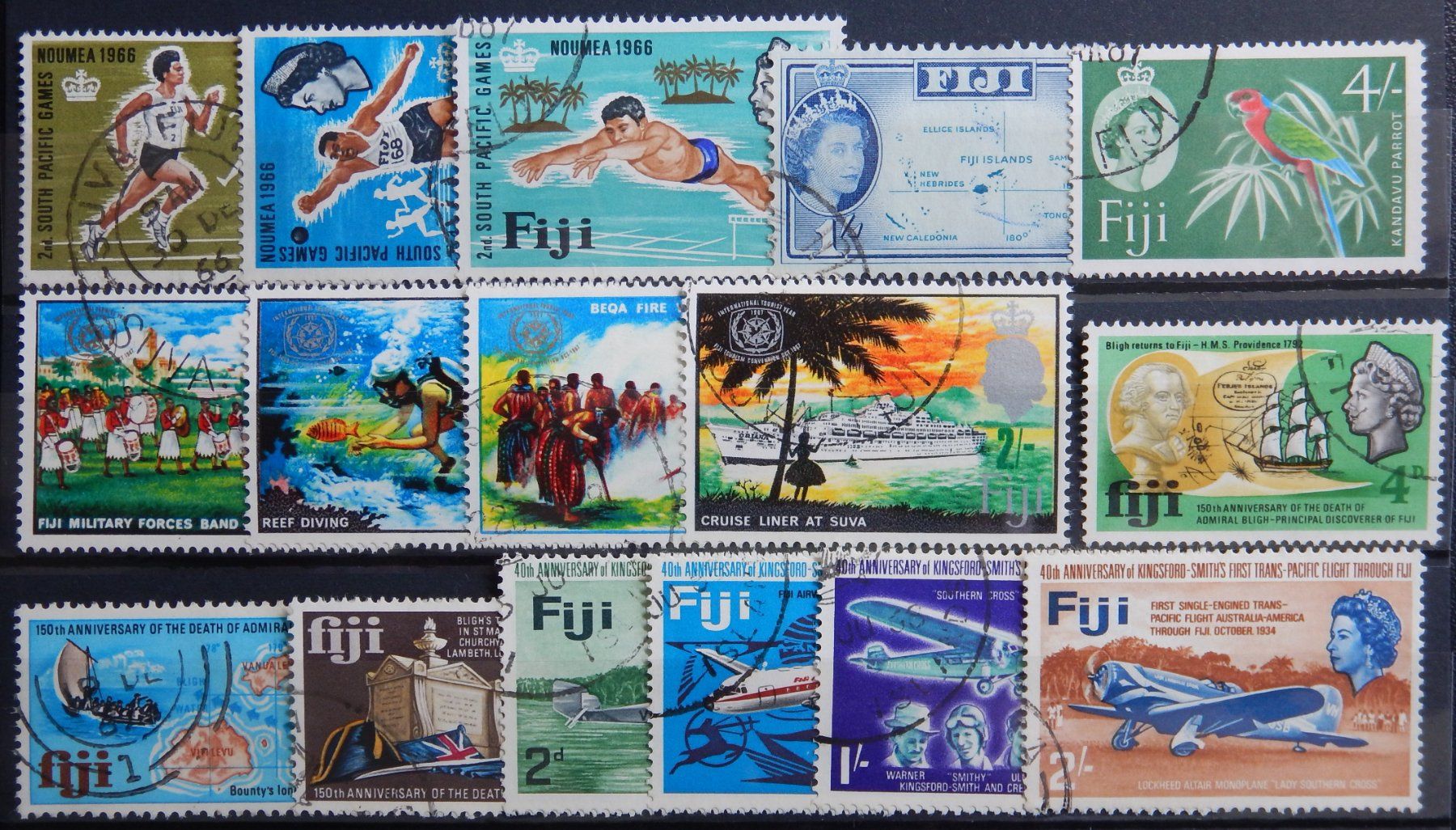 Alle Briefmarken: Fiji British ex. Kat. 198-211 gest. 1966/68 – Gebraucht aus Zürich von Muehlekauf