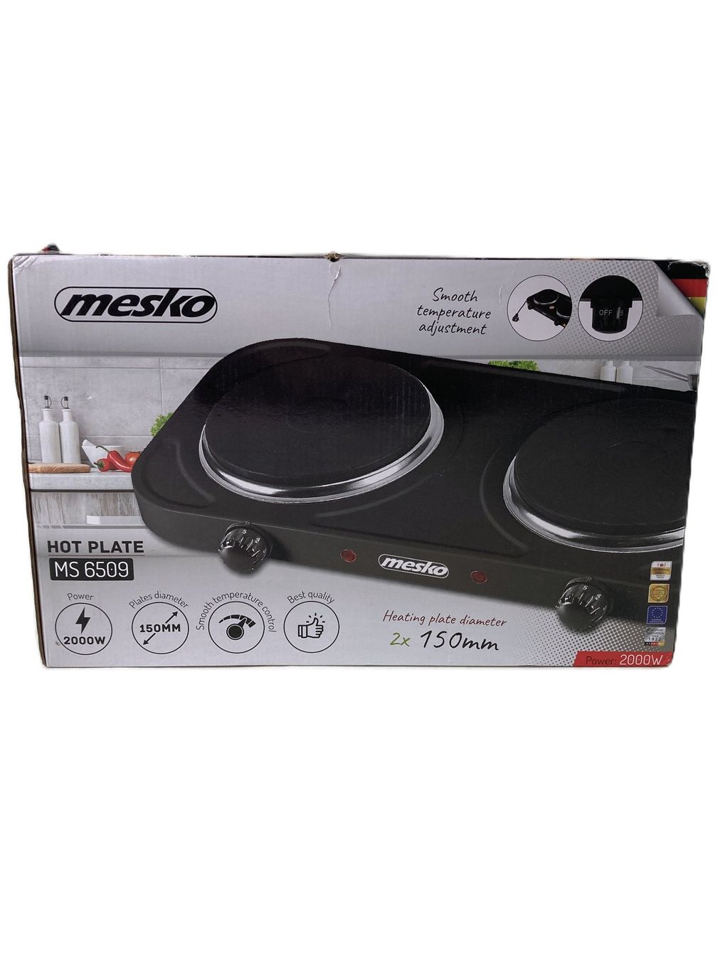 Herde: MESKO | Kochplatte | MS 6509 | Schwarz | ca 2000W – Neu (gemäss Beschreibung) aus Wittenbach von Restwert_St-Gallen 7