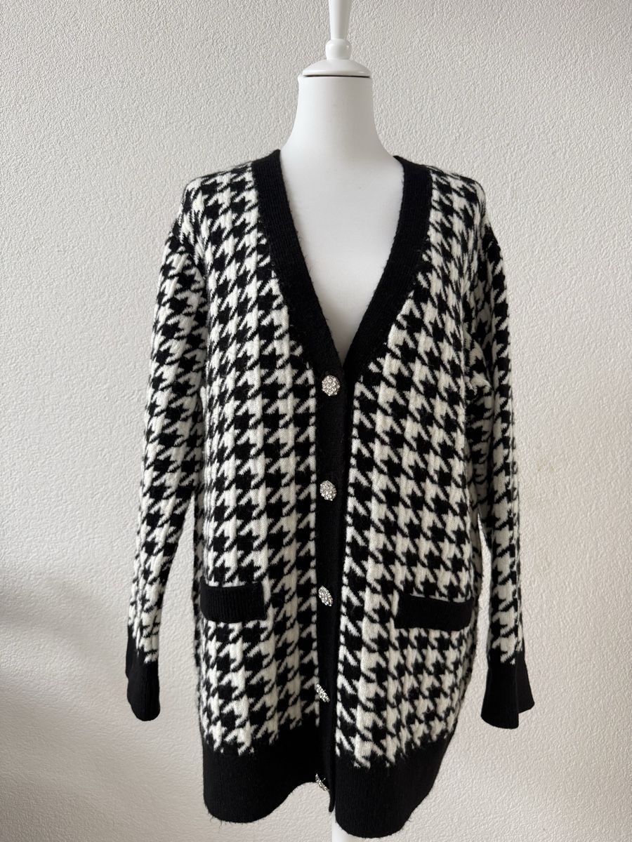 Mango Giacche: Schwarze Strickjacke mit Hahnentrittmuster, Grösse M – Usato da Stettlen venduto da Beauty-19 2