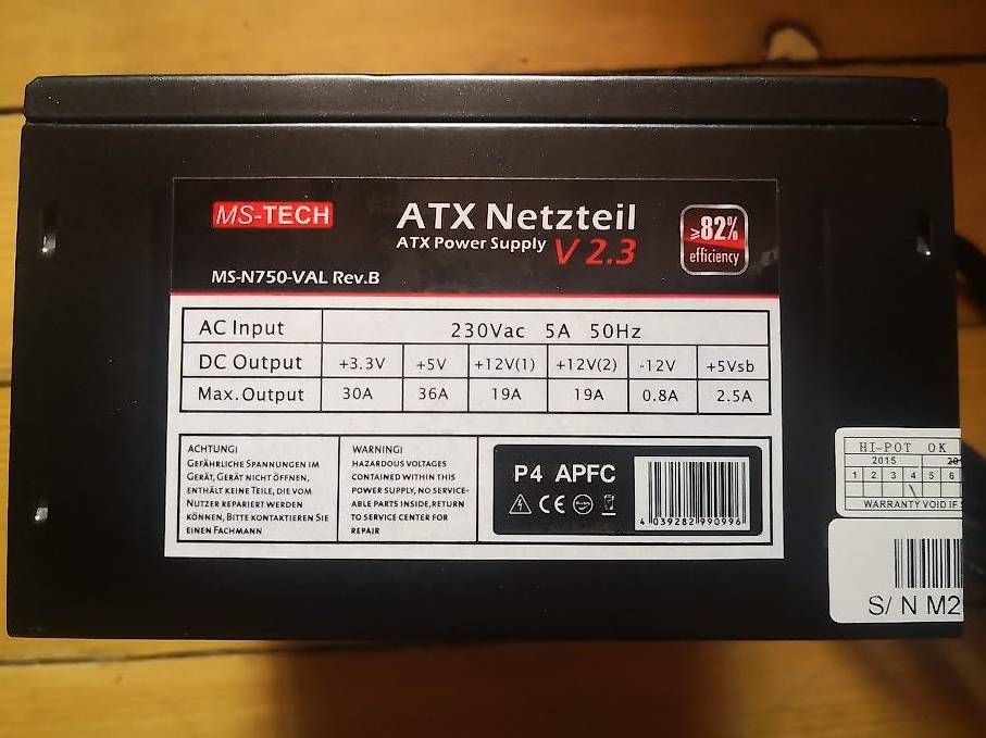 Elektronikbauteil: MS-TECH ATX Netzteil – Gebraucht aus Worb von Juuli