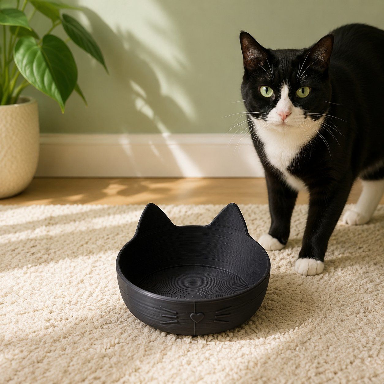 Futter: Katzennapf in Katzenform – Schwarz – Neu (gemäss Beschreibung) aus Basel von 3DXD
