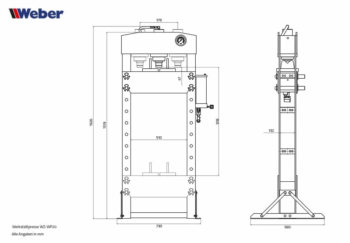 Alle Werkzeuge: Weber WZ-WP20 Werkstattpresse 20T – Neu und originalverpackt aus Bottighofen von zaap 1