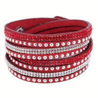 Multilayer Boho Armband PU-Leder Strass Neu