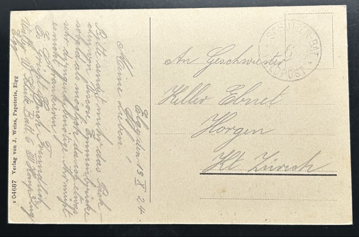 Cartoline postali: AK Elgg 1924 – Usato da Horw venduto da Tellbub 1