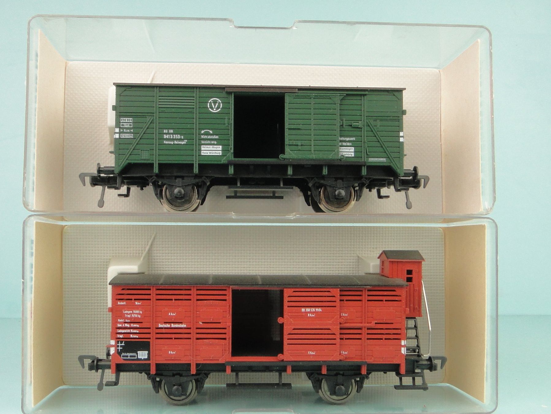 Fleischmann Modellini di ferrovie: Fleischmann H0 5351 5356 2 X Güterwagen, NEU – Usato da Bülach venduto da cann11