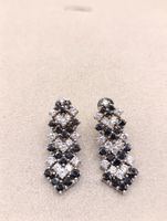 Vintage 925er Silber Ohrhänger mit Onyx und Zirkonia Top