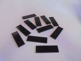 LEGO - 11 - SCHWARZE - PLÄTTLI - 12 X 4 - NOPPEN