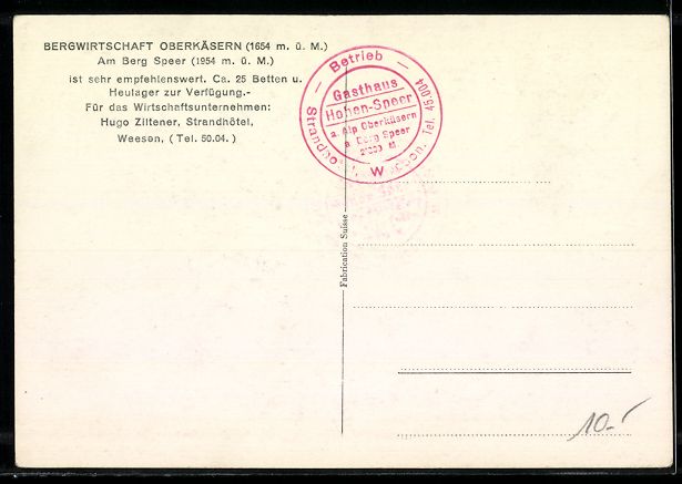 Cartoline postali: Amden, Bergwirtschaft Oberkäsern am Ber – Usato da Berlin venduto da bartko-reher 1