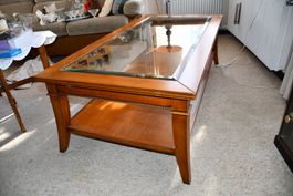 Salontisch aus Holz Eiche, mit Glasplatte
