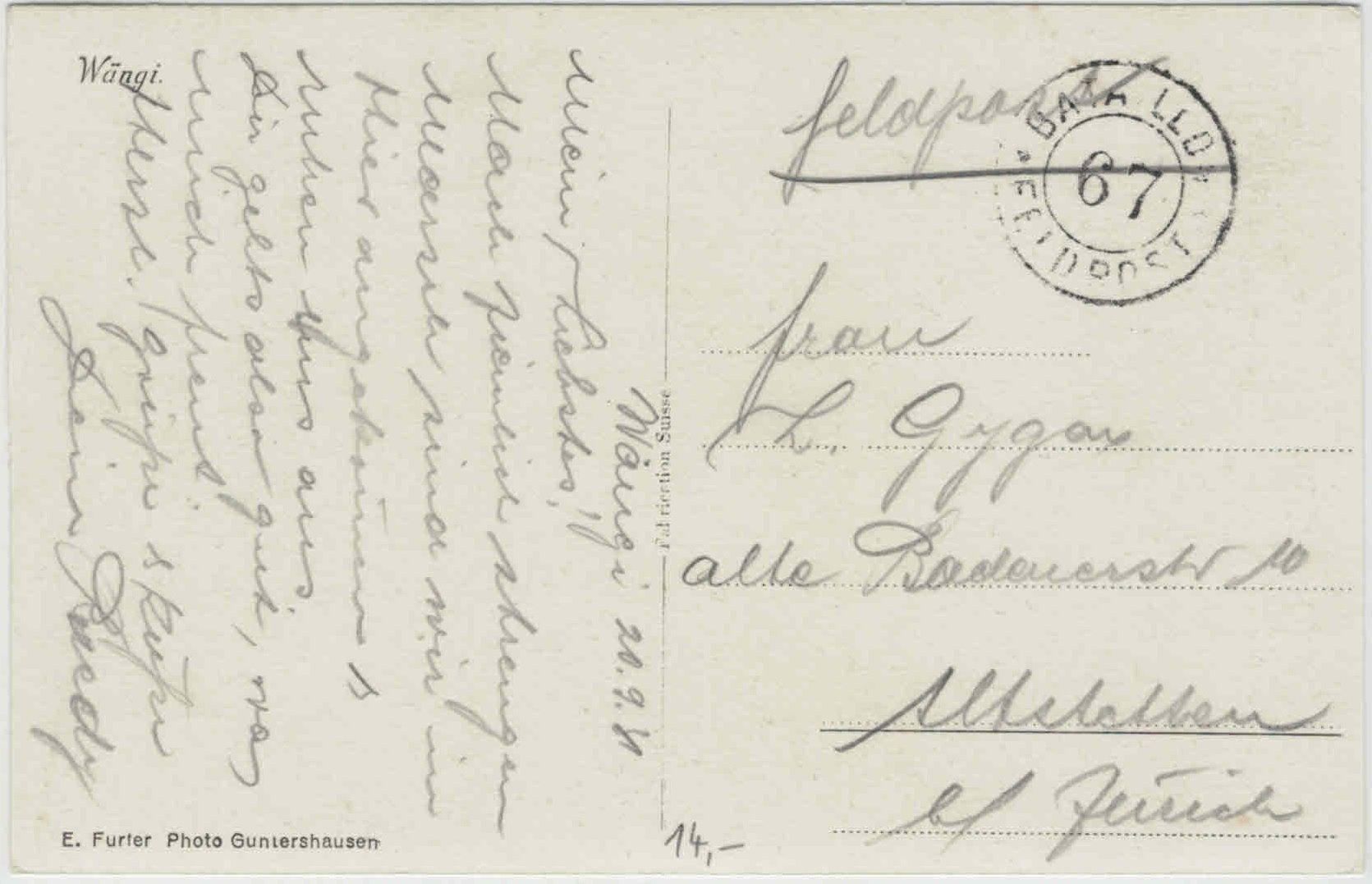 Ansichtskarten: TG 40 Wängi 1931 Feldpost – Gebraucht aus Fribourg von philafri 1
