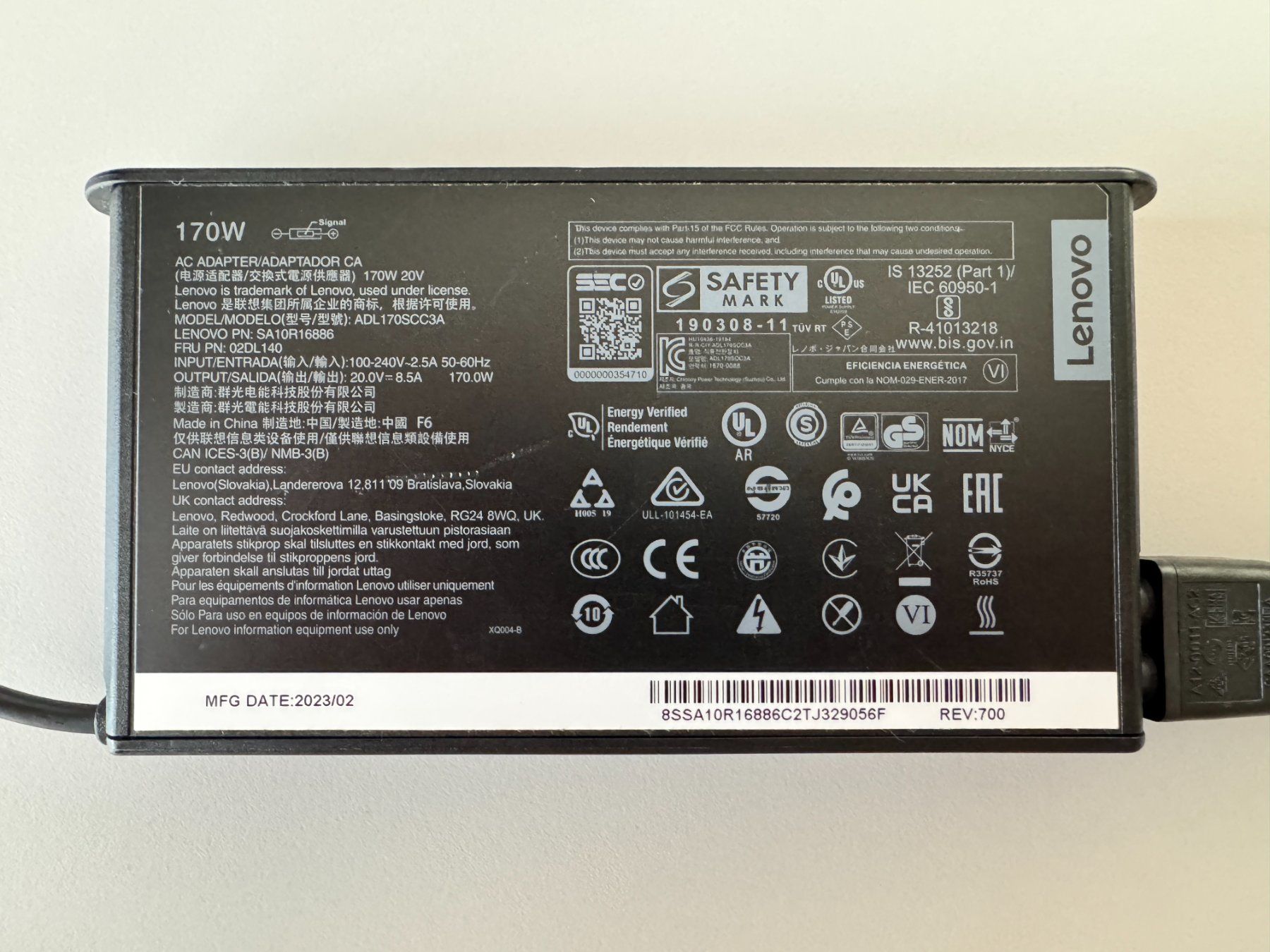 Lenovo Caricabatterie: Lenovo ThinkPad Netzteil 170W Adapter Original - CH Stecker – Usato da Zürich venduto da tudor 1