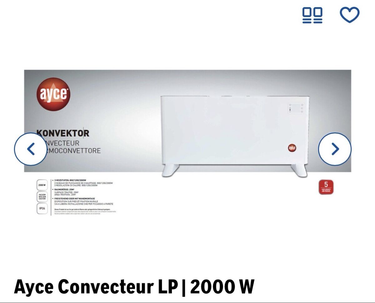 Radiatori: Ayce Convector LP 2000W – Nuovo (secondo la descrizione) da Rolle venduto da voi_gh6s 1