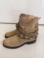 🤩MANGO WILDLEDER-STIEFEL & BOHO-CHIC KETTEN-ZOPF-BAND BEIGE