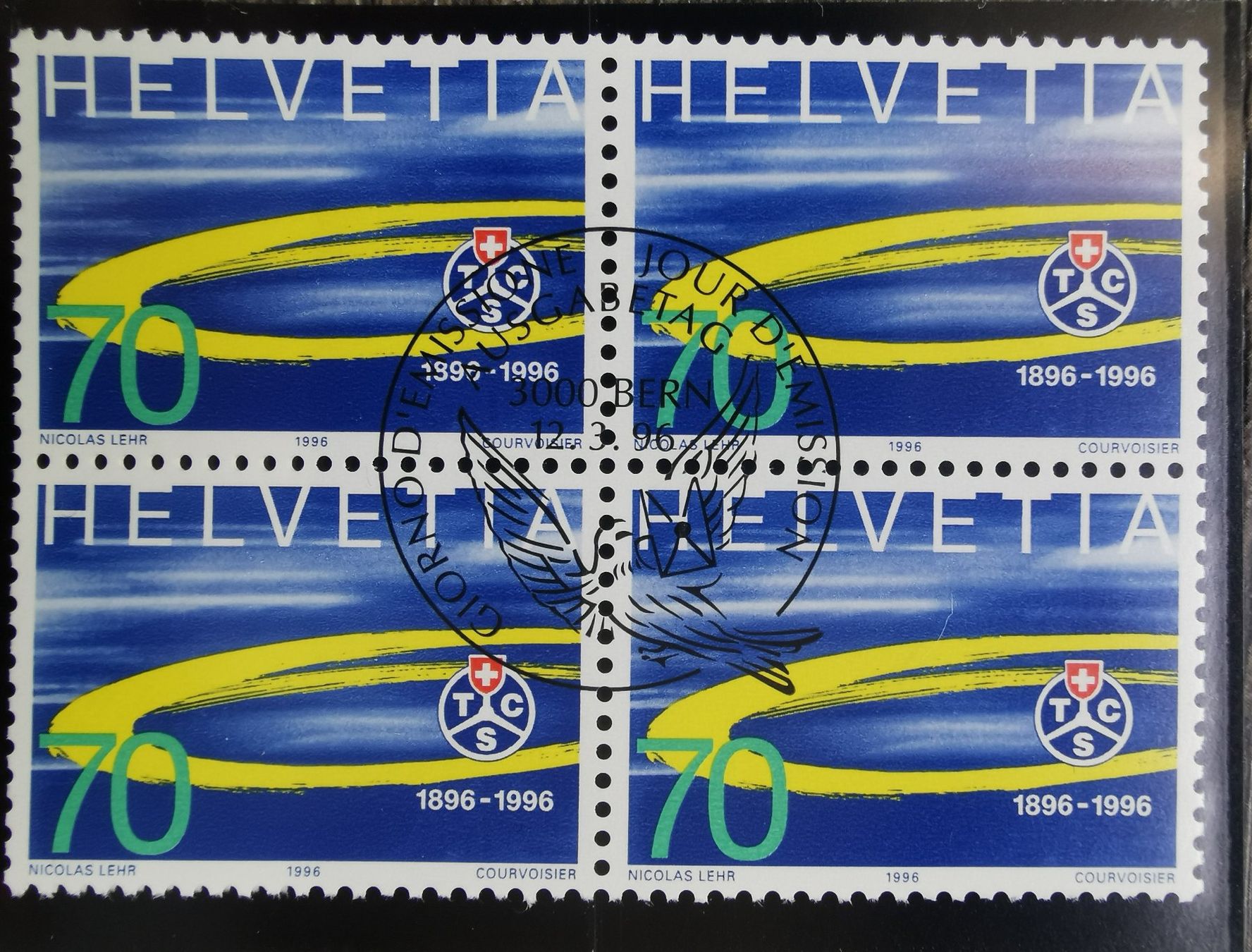 Tutti i francobolli: TR103 Bloc Timbre Suisse 1996 – Usato da Cousset venduto da Patrick_Collections