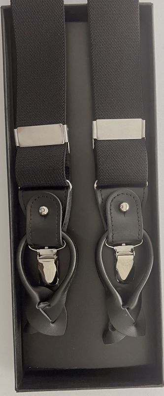Altro in  Abbigliamento & Accessori: Hosenträger mit 3 Leder, 3 Knöpfe + 3 Clipse schwarz – Nuovo e nell'imballaggio originale da Gächlingen venduto da Hosentraeger.shop