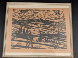 Grafik Winterlandschaft A. Tobler 1958