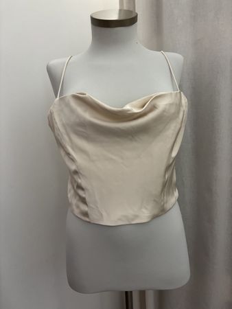 Elegantes Kunst Seidentop in Creme, Gr. S -