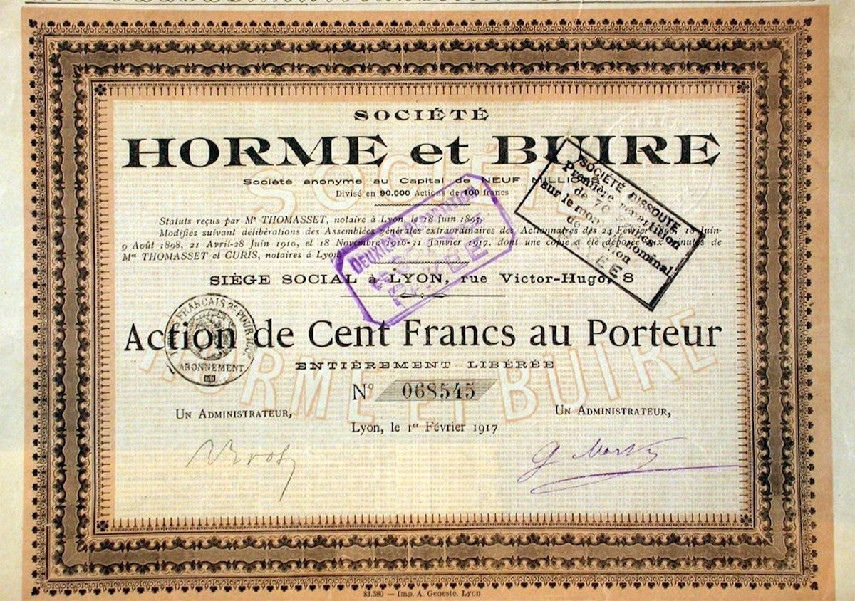 Documenti: Société Horme et Buire, Lyon - 1917 – Usato da Solothurn venduto da Sgasche