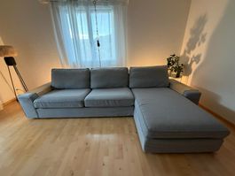 Graues 3er Sofa mit Récamiere - wie neu