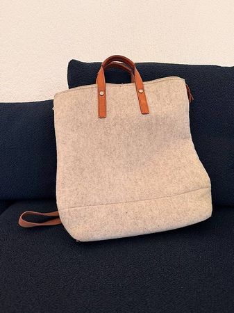 Rucksack Filz Lederhenkel beige sehr guten Zustand