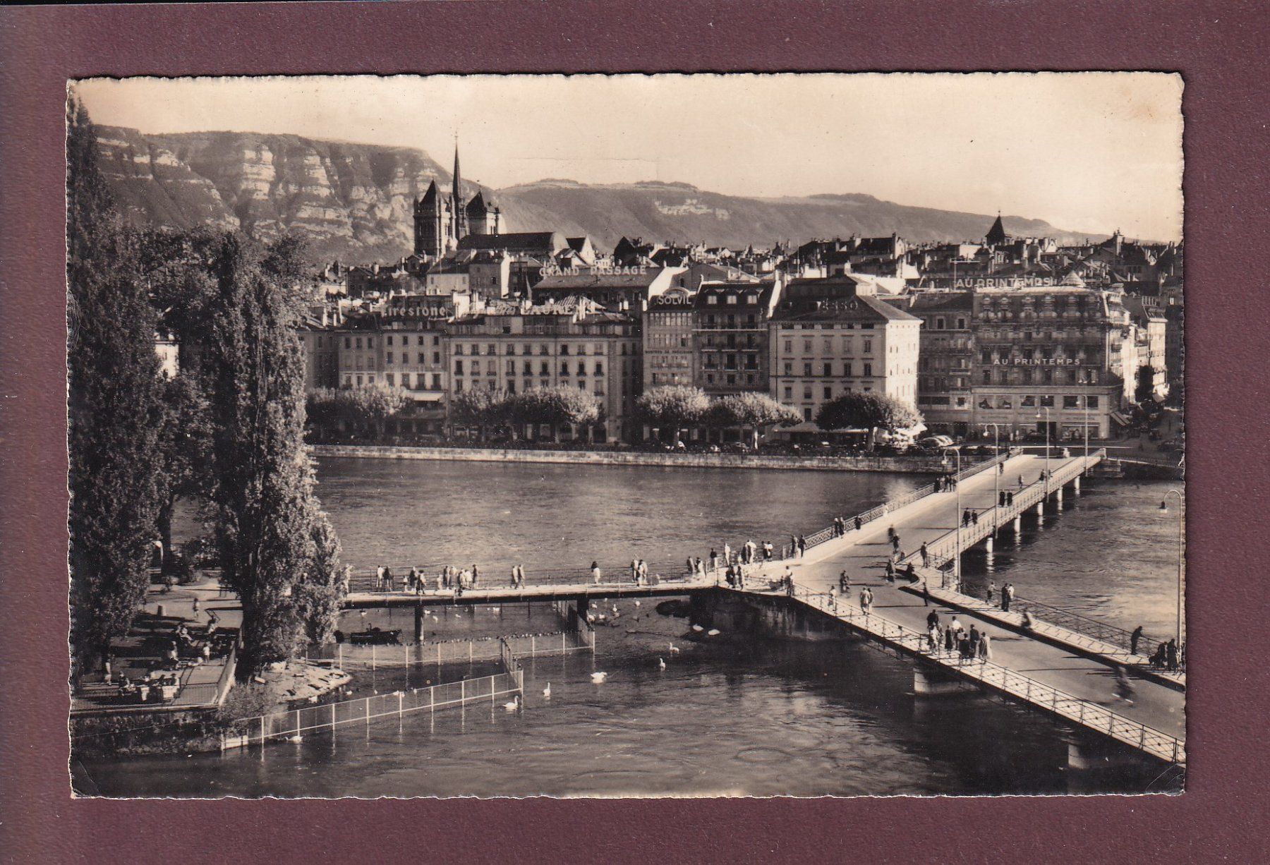 Cartoline postali: GENEVE - Pont des Bergues - 1952 – Usato da Pully venduto da nicecards