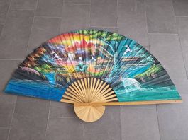 Handbemalter Fächer Asien 90 cm hoch, neu!