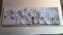 Leinwandbild Zebras schwarz-weiss guter Zustand