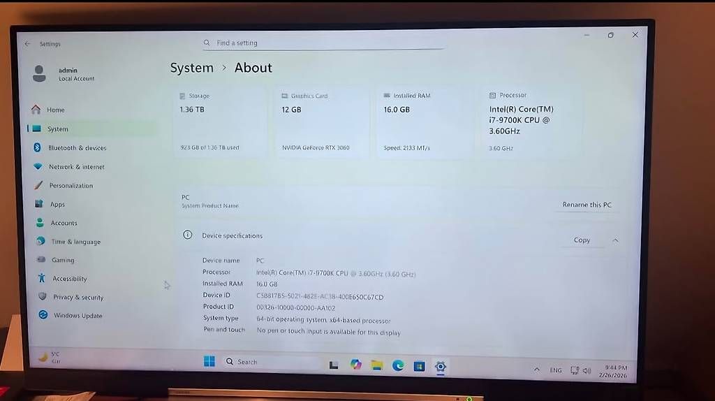 PCs: Gaming PC RTX 3060/i7 9700k – D'occasion à Malters par ev_88hf 2
