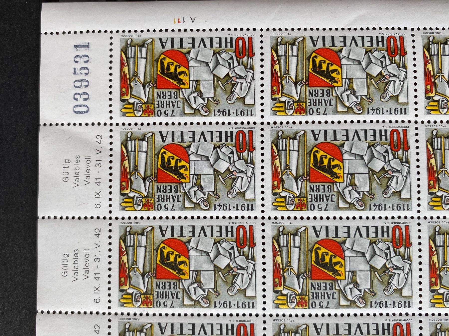 Tutti i francobolli: 253, Bogen, Rückseite **, Druckverschiebung, Spinne, etc – Usato da Aarau venduto da hilde47 4