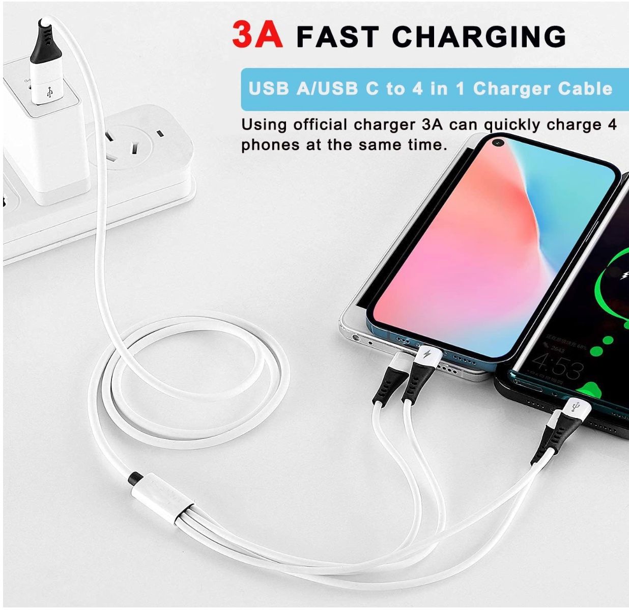 Caricabatterie: Multi USB Kabel 6 in 1, 3A 1.2M Universelles USB A/C – Nuovo e nell'imballaggio originale da Bülach venduto da StoreInShopSwiss 5