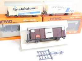 BEMO RhB 5 x Güterwagen H0m - schöne Modelle