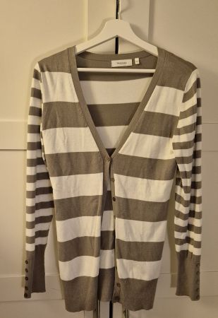 Cardigan/ Strickjacke gestreift braun/ weiss