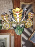  Maske aus Holz, handbemalt, VintageAsiatisch?