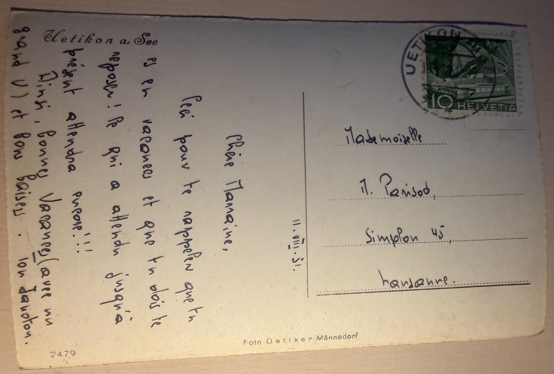 Cartoline postali: UETIKON am See - Ansichtskarte – Usato da Tegerfelden venduto da siebenmacky 1
