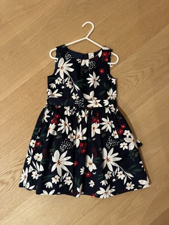 Blue Dress with Floral Print - Size 5 Years