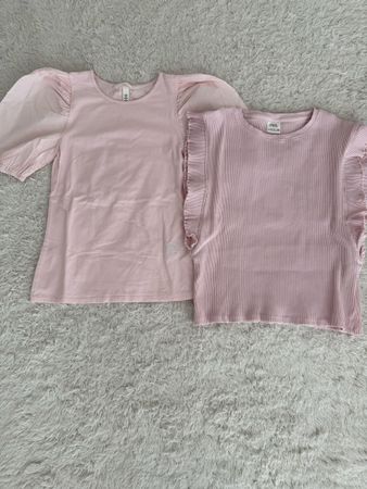 2 Pinke T-shirts von Zara und H&M