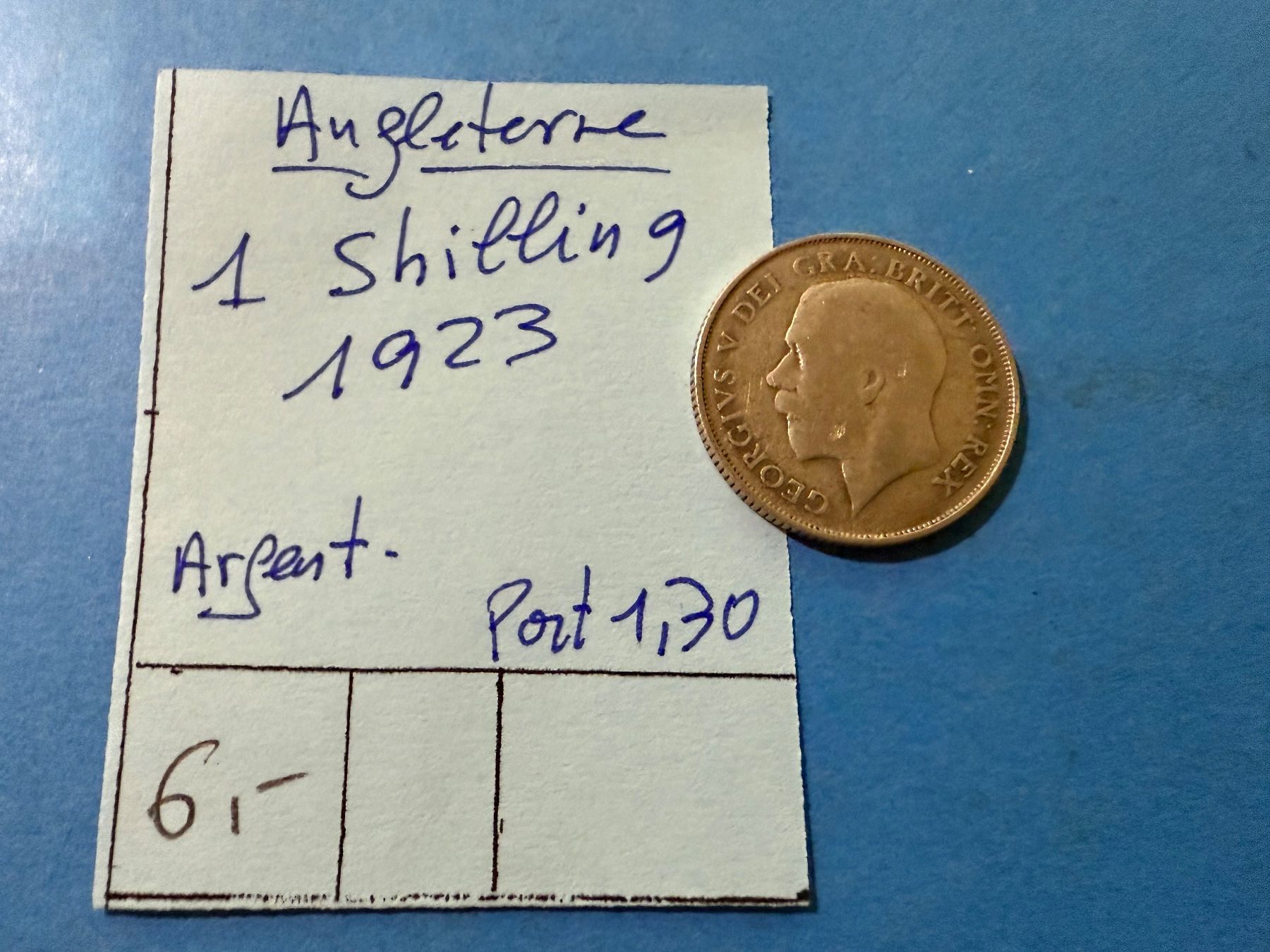 Tutti le monete: ANGLETERRE : 1 SHILLING 1923 - ARGENT – Usato da genève venduto da GEnumist