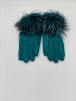 Handschuh mit Pompon "Petrol"