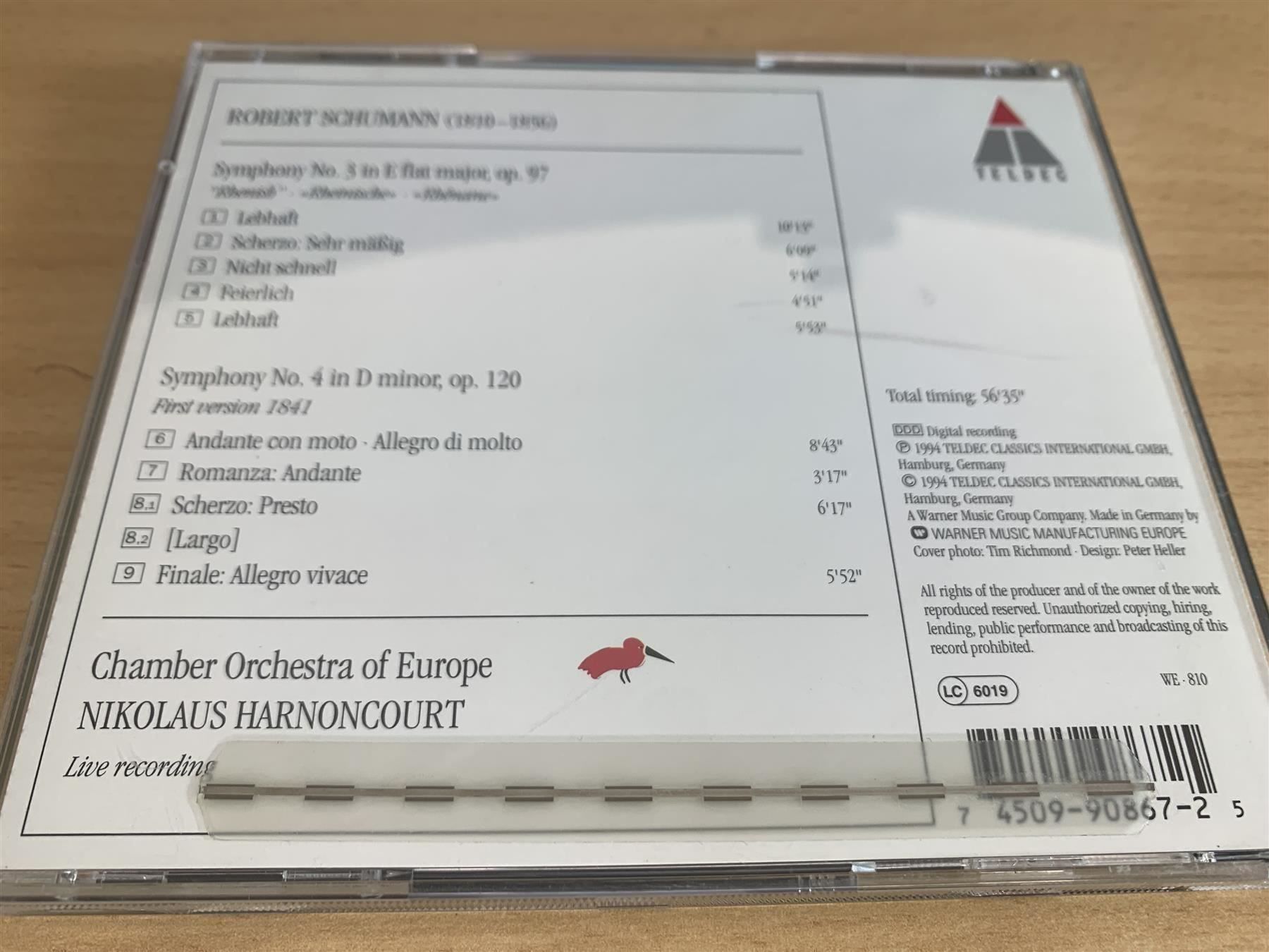 CD: Schumann Symphonies No. 3 Rhenish, No. 4 First Version 1841 – Usato da Rikon im Tösstal venduto da Alpenmutz 1