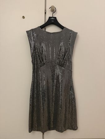 Zara Kleid Pailletten Silber Grösse M