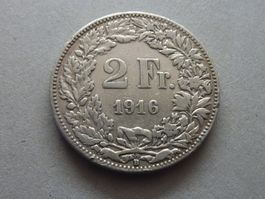 2 Fr.  1916 Auflage 0,25 Mio.  -  ungereinigt  -