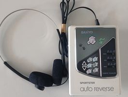 Sanyo Sportster Auto Reverse Kassettenspieler mit Kopfhörern