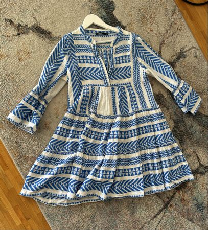 Sommer Kleid blau/weiss, Gr. M, Tunika Style, Top Zustand!