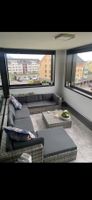Gartensofa Set Rattangeflecht mit Tisch und Hockerelement...