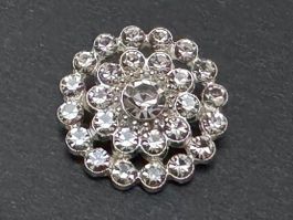 Silberner Strassknopf mit funkelnden Kristallen, 21mm neu
