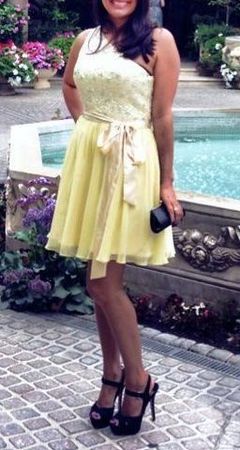 Modissa Cocktailkleid Gr. 38 gelb mit Pailletten bestickt