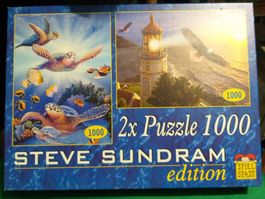 2 Puzzles 1000 pièces/Stück  Eagles Light/Turtles in light