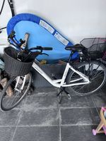 E-Velo Leopard City, unisex, weiss, mit Korb hinten, 44 cm