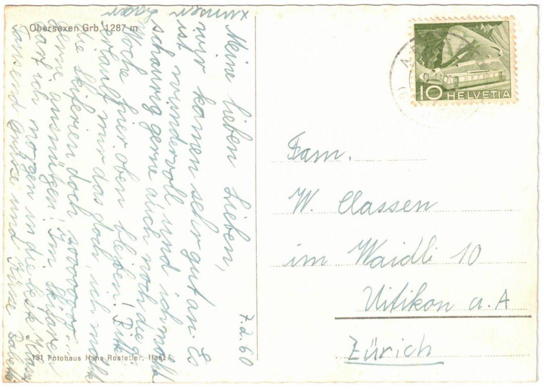 Cartoline postali: Obersaxen - Skilift – Usato da Binningen venduto da Mountainrider 1