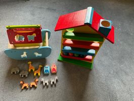 Holzspielzeug Set: Arche Noah und Murmelbahn, Top Zustand!